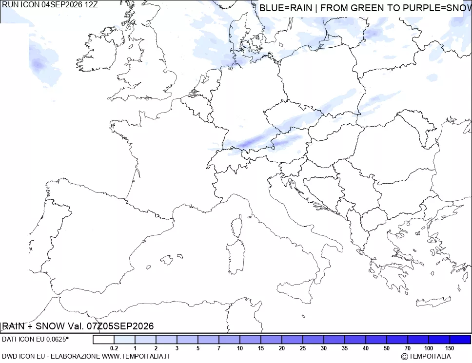 mappa Precipitazioni totali e nevose