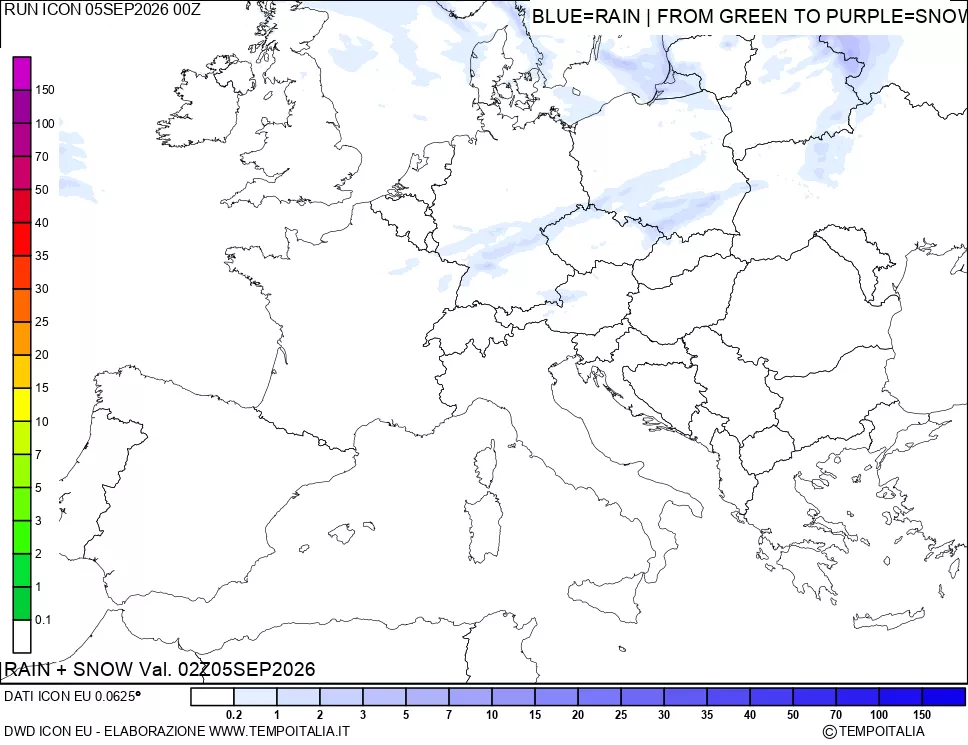 mappa Precipitazioni totali e nevose