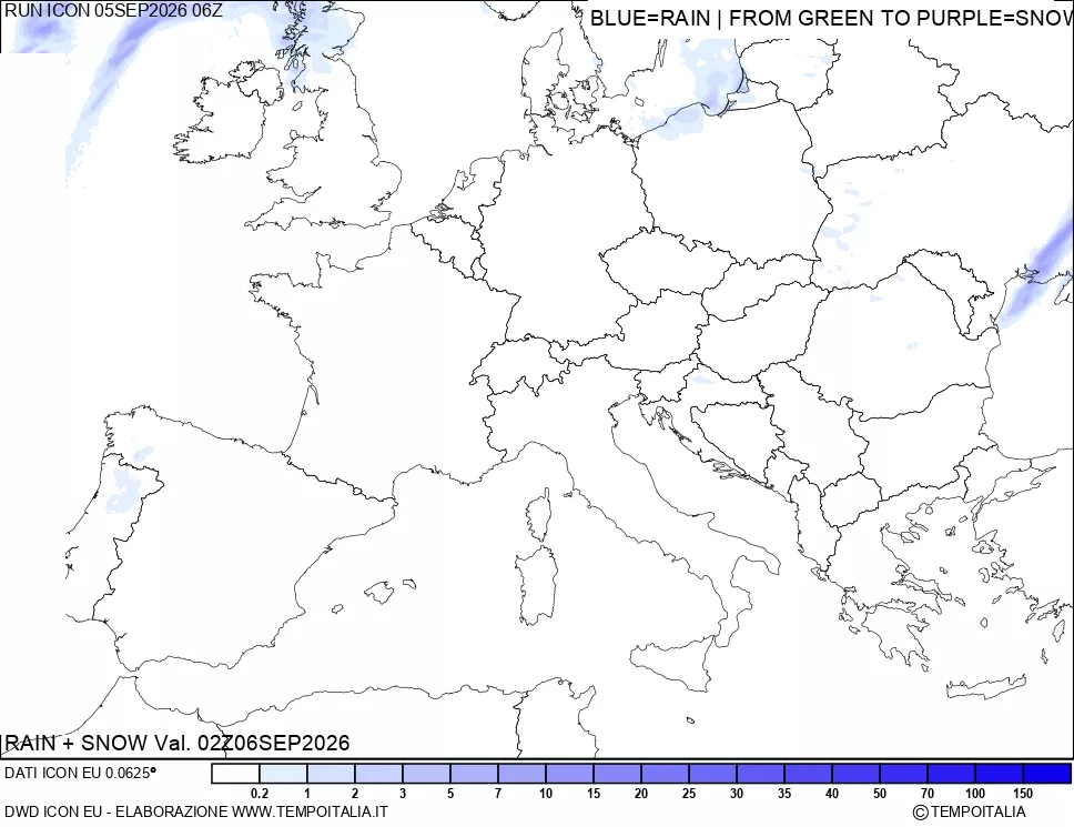 mappa Precipitazioni totali e nevose