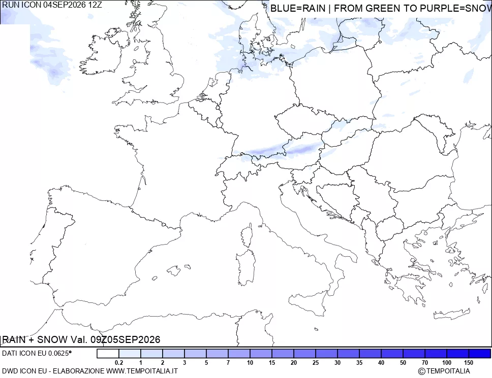 mappa Precipitazioni totali e nevose
