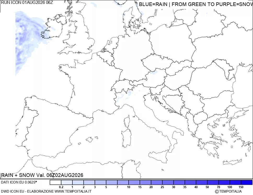 mappa Precipitazioni totali e nevose