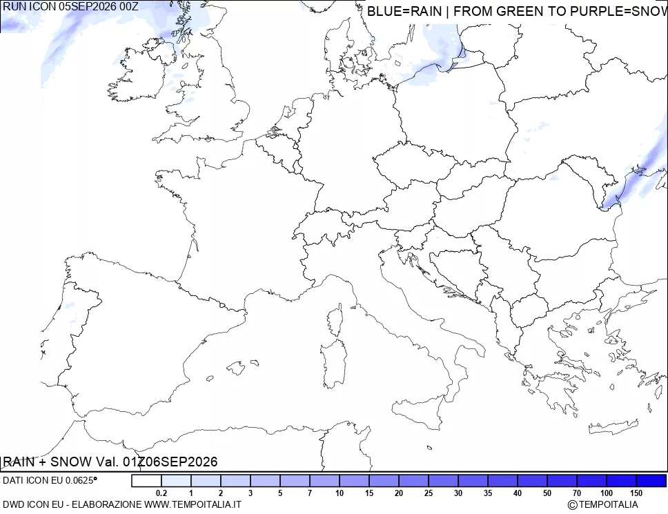 mappa Precipitazioni totali e nevose