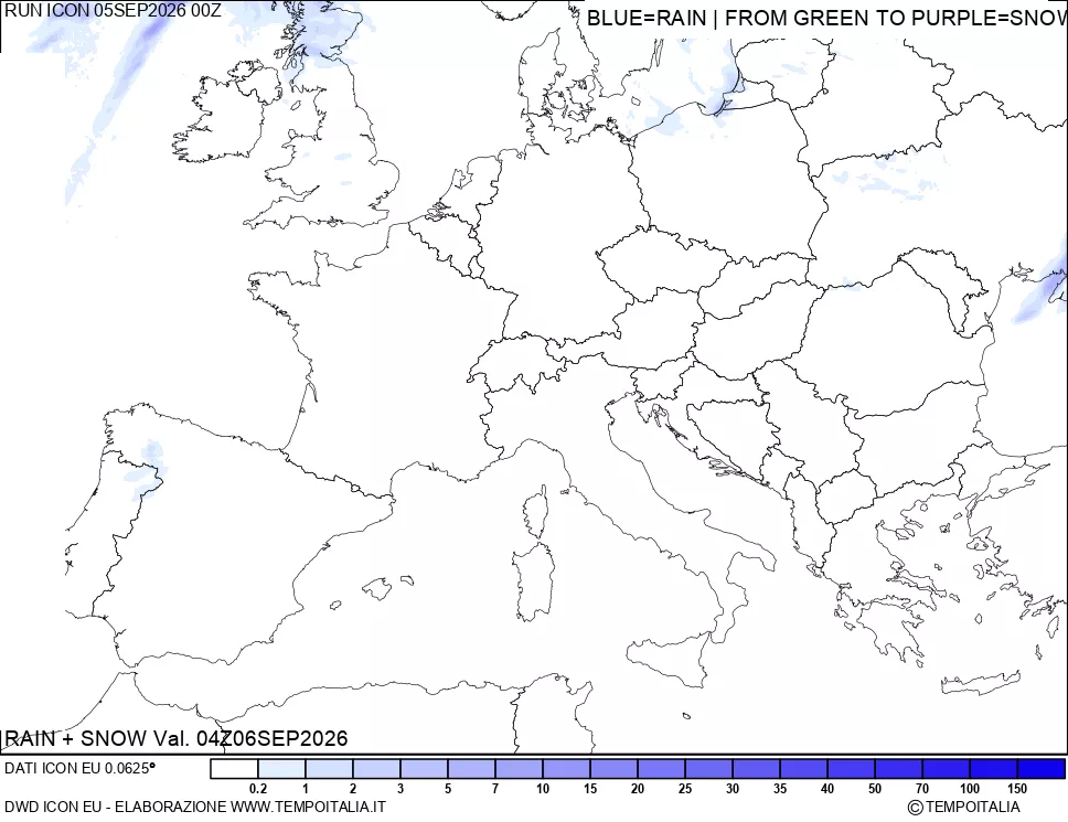 mappa Precipitazioni totali e nevose