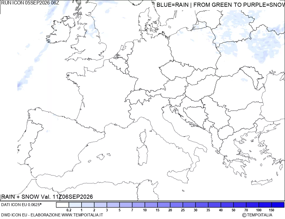 mappa Precipitazioni totali e nevose