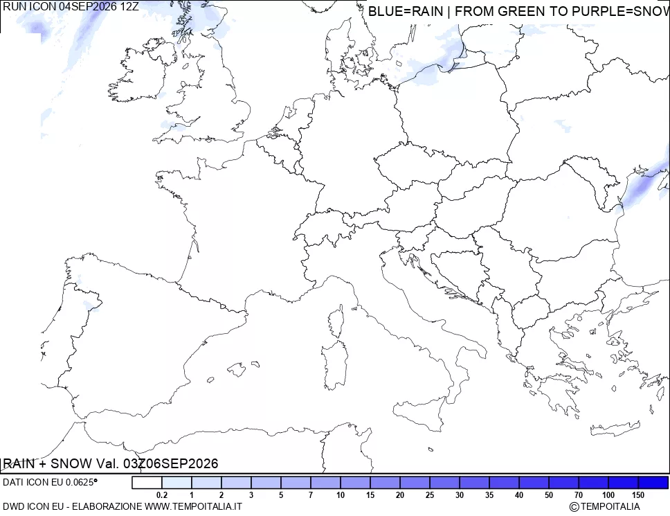 mappa Precipitazioni totali e nevose