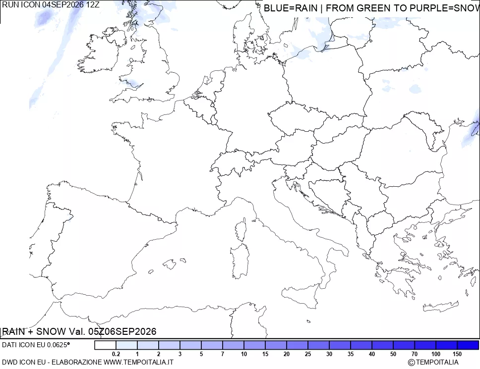 mappa Precipitazioni totali e nevose