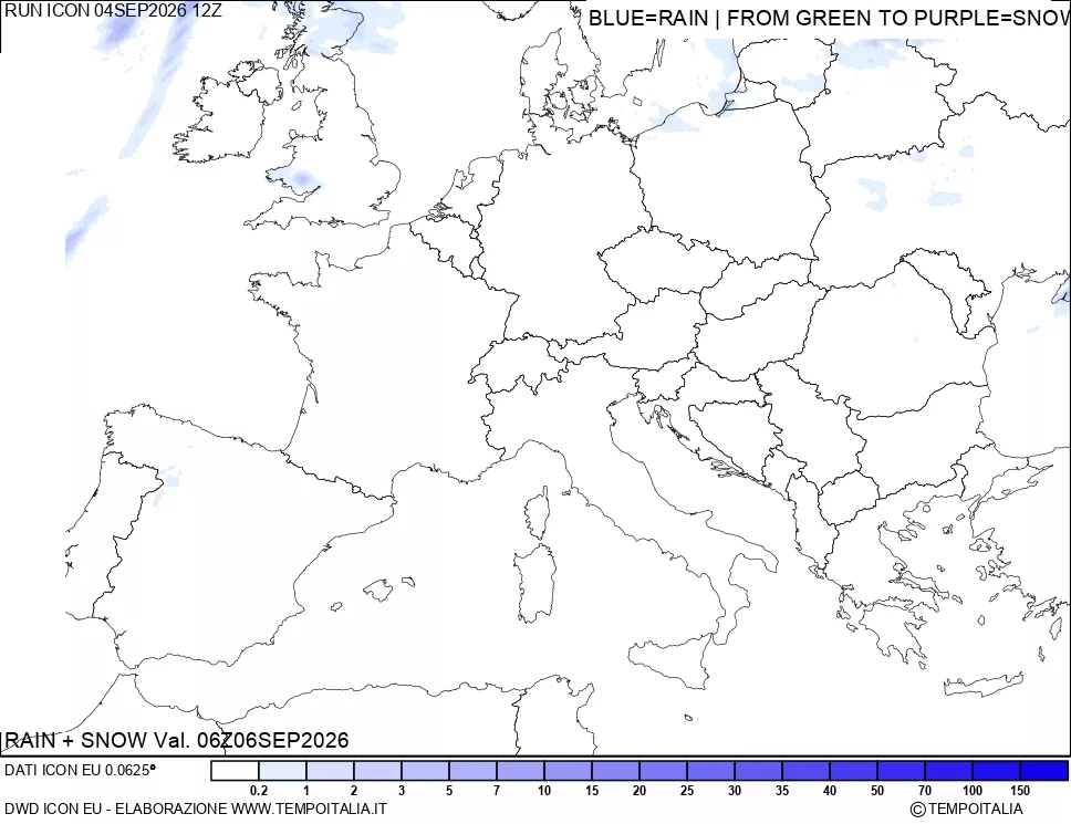 mappa Precipitazioni totali e nevose