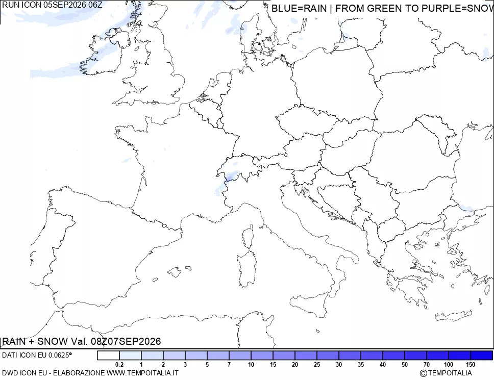 mappa Precipitazioni totali e nevose