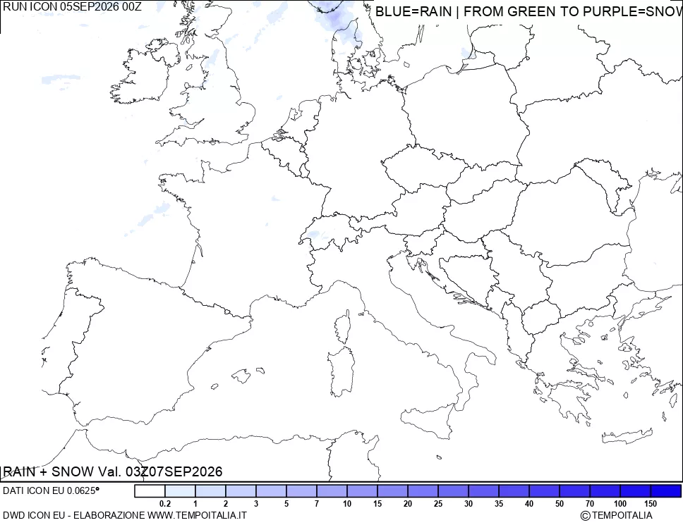 mappa Precipitazioni totali e nevose