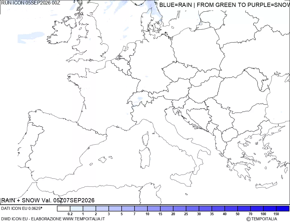 mappa Precipitazioni totali e nevose