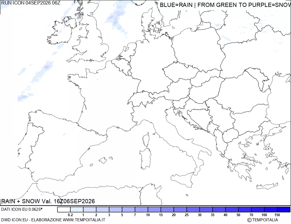mappa Precipitazioni totali e nevose