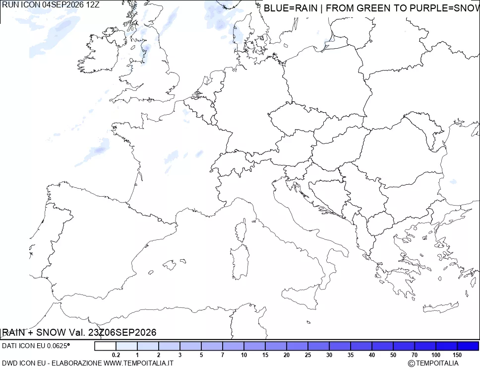mappa Precipitazioni totali e nevose