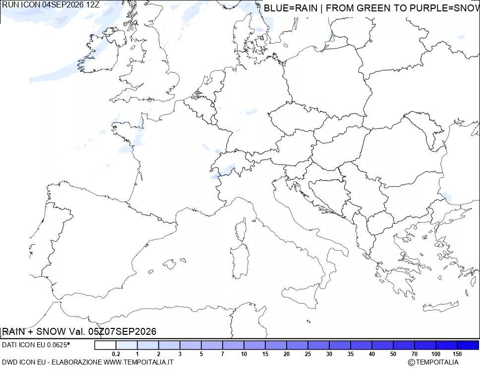 mappa Precipitazioni totali e nevose