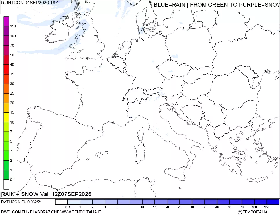 mappa Precipitazioni totali e nevose