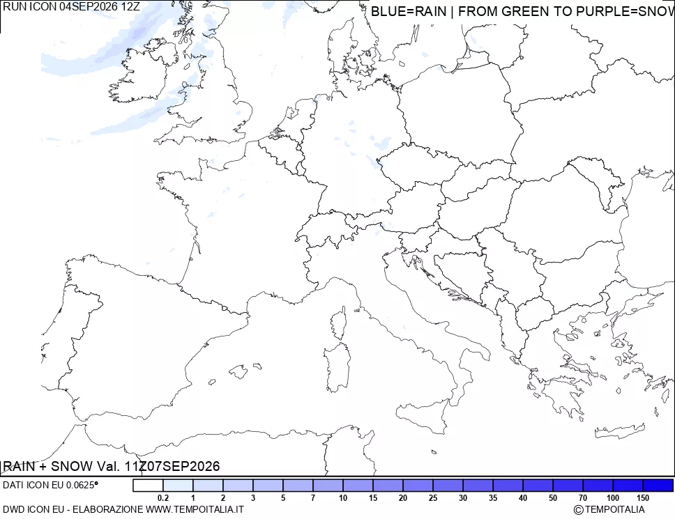 mappa Precipitazioni totali e nevose