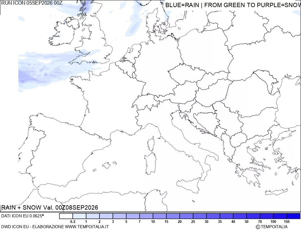 mappa Precipitazioni totali e nevose