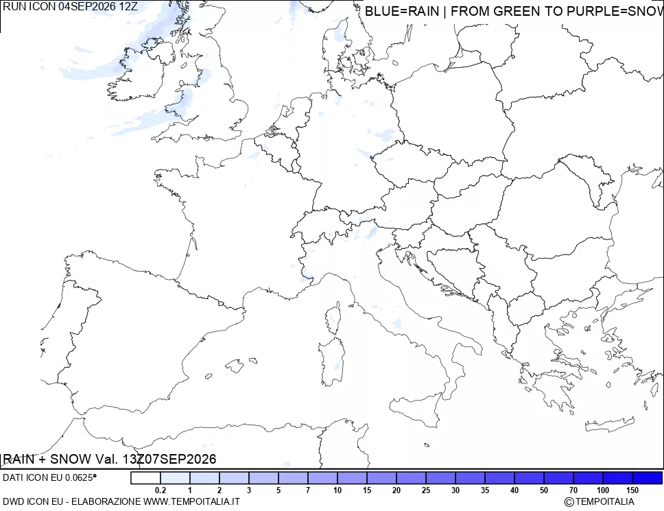 mappa Precipitazioni totali e nevose