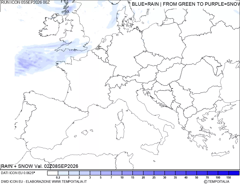mappa Precipitazioni totali e nevose