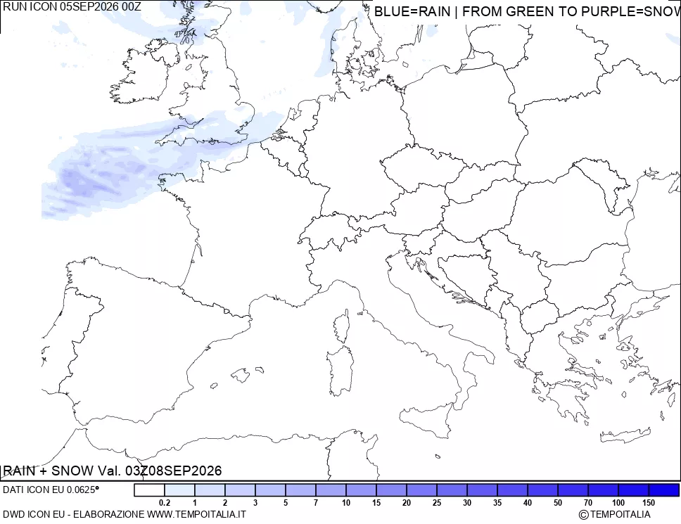 mappa Precipitazioni totali e nevose