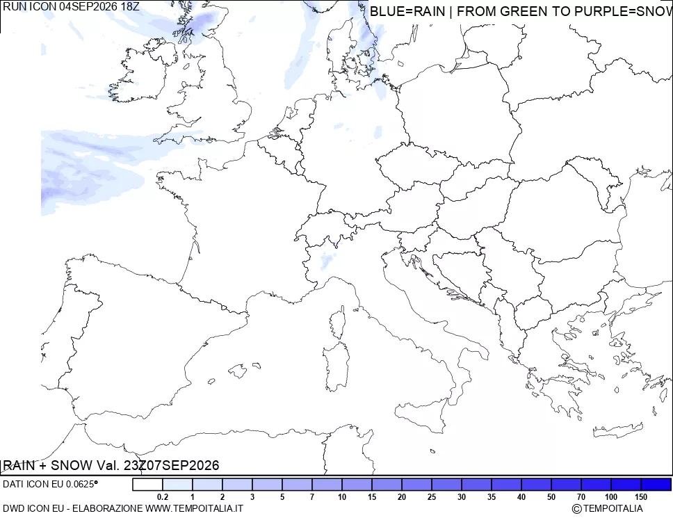 mappa Precipitazioni totali e nevose
