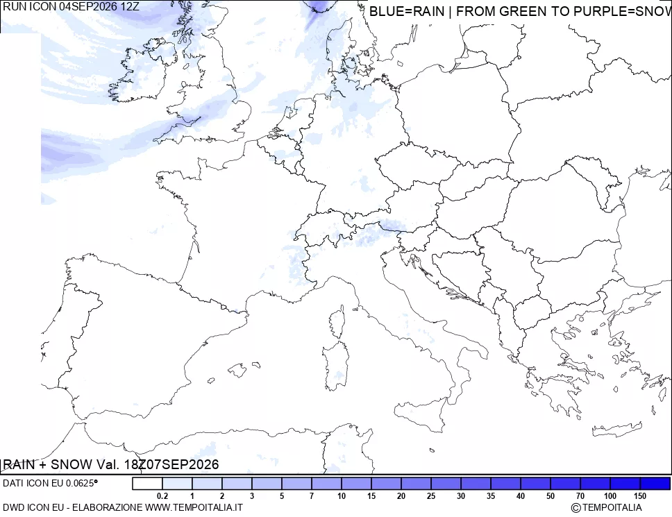 mappa Precipitazioni totali e nevose