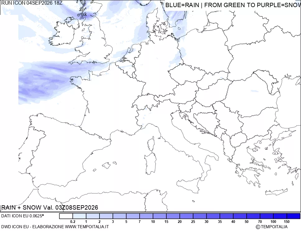 mappa Precipitazioni totali e nevose