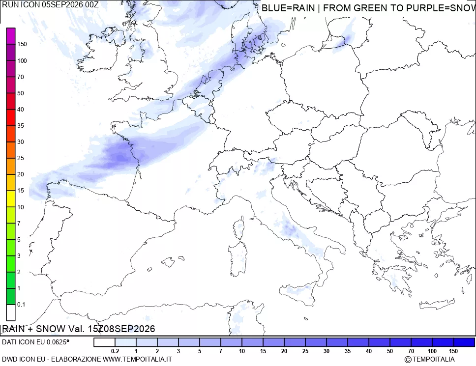 mappa Precipitazioni totali e nevose