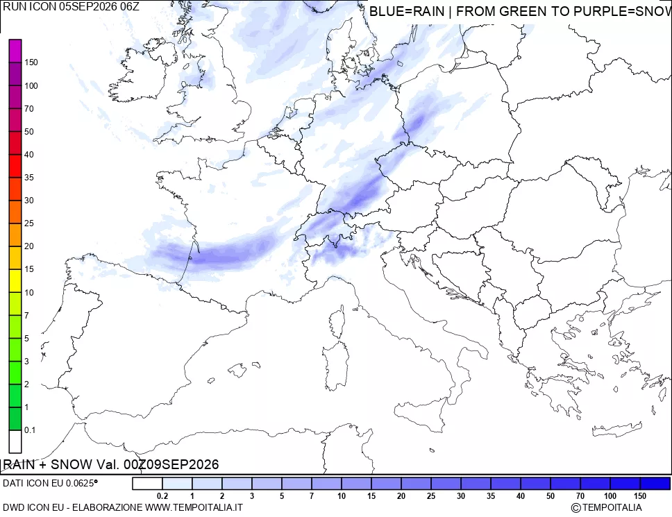 mappa Precipitazioni totali e nevose