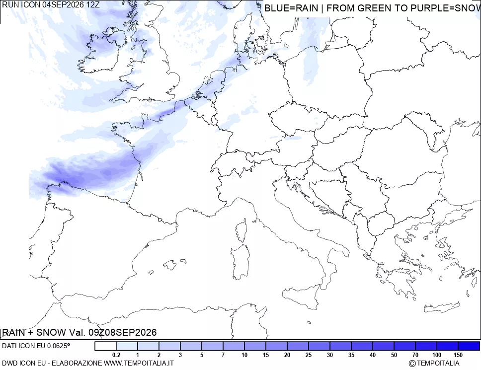 mappa Precipitazioni totali e nevose