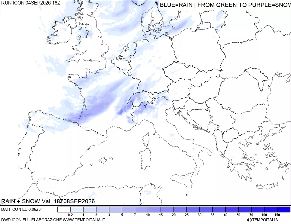 mappa Precipitazioni totali e nevose