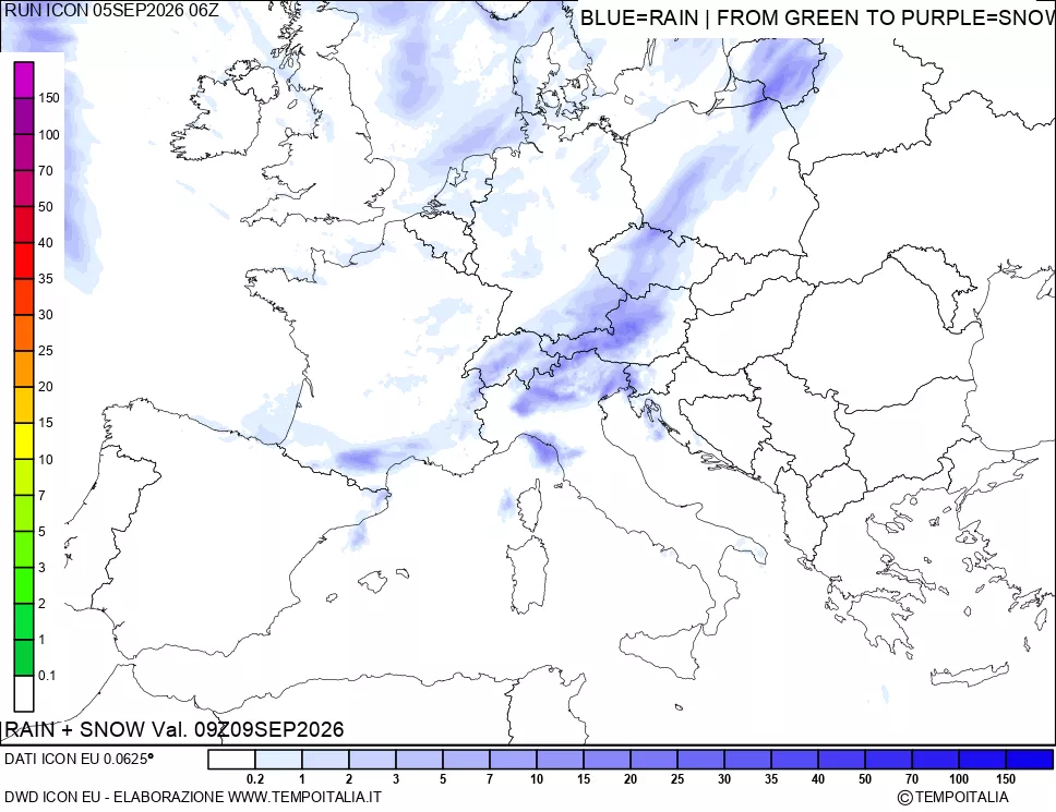 mappa Precipitazioni totali e nevose