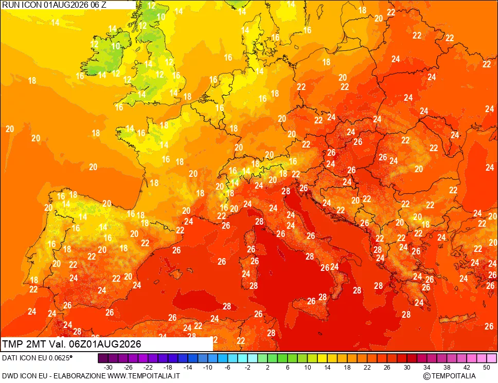 mappa Temp 2 metri