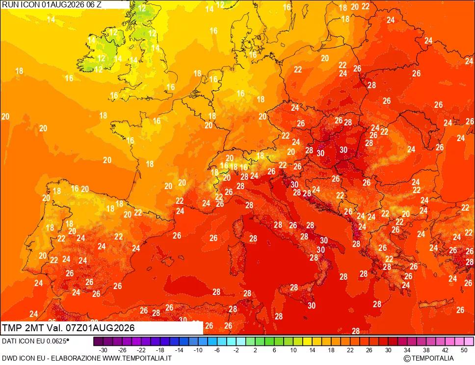 mappa Temp 2 metri