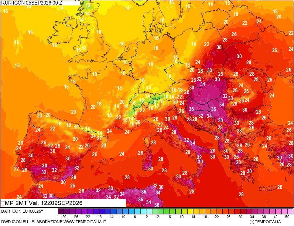 mappa Temp 2 metri