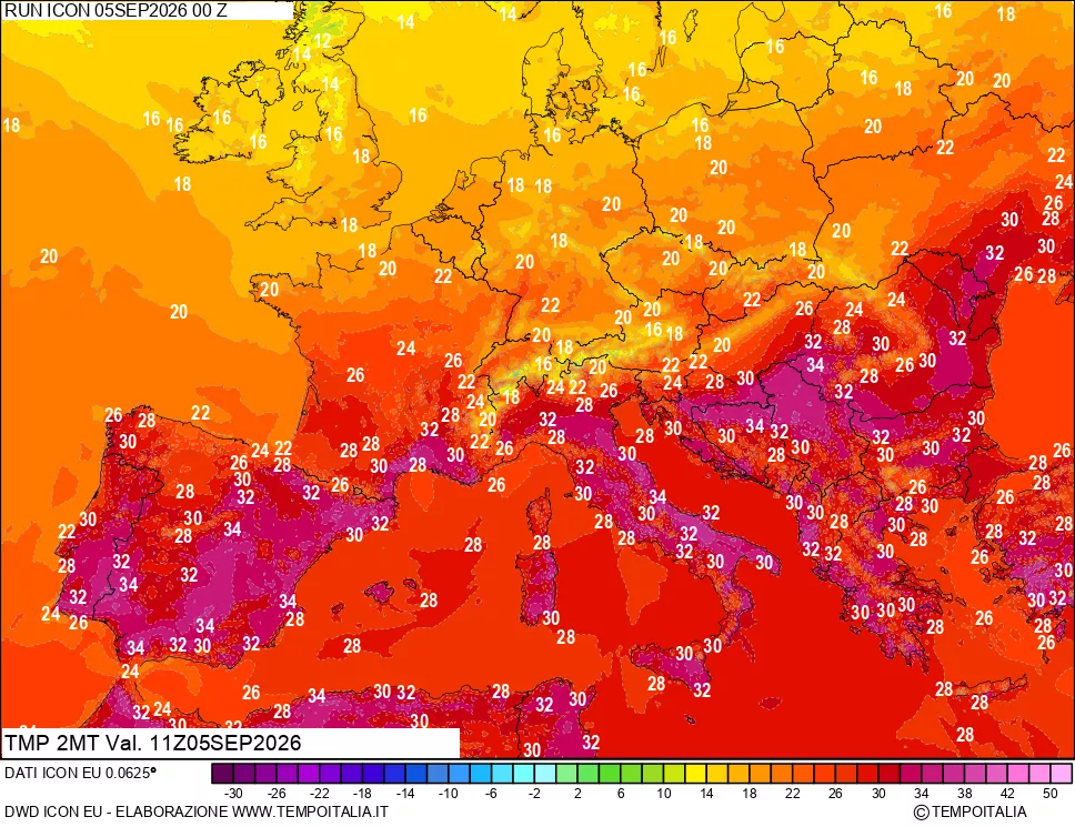 mappa Temp 2 metri