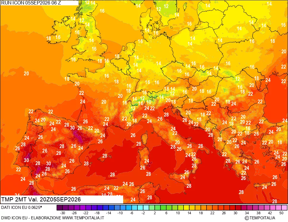 mappa Temp 2 metri