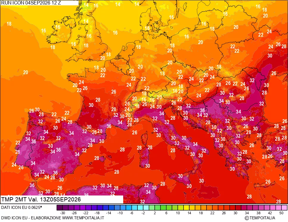 mappa Temp 2 metri