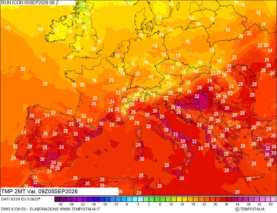 mappa Temp 2 metri