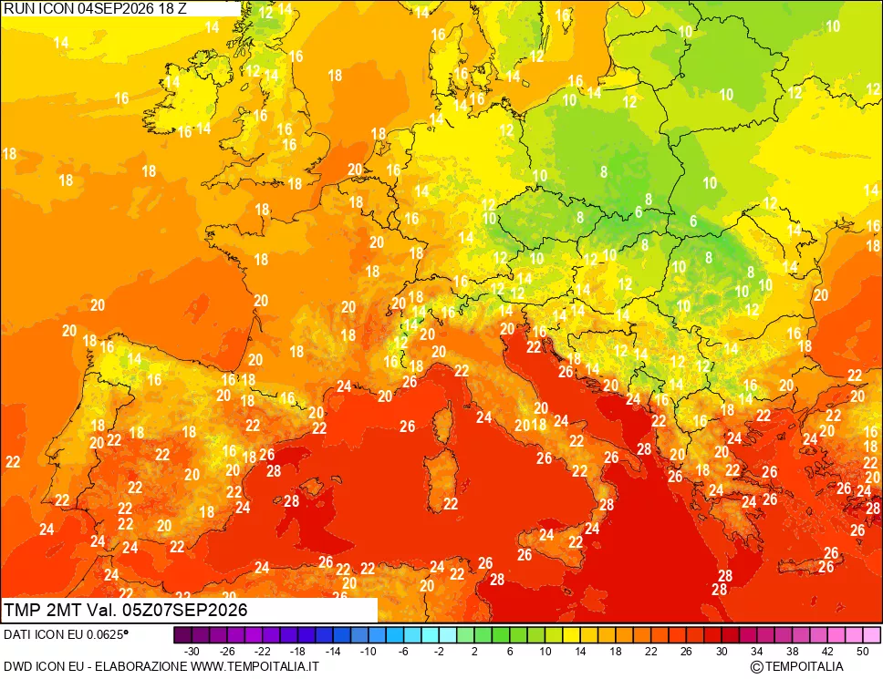 mappa Temp 2 metri