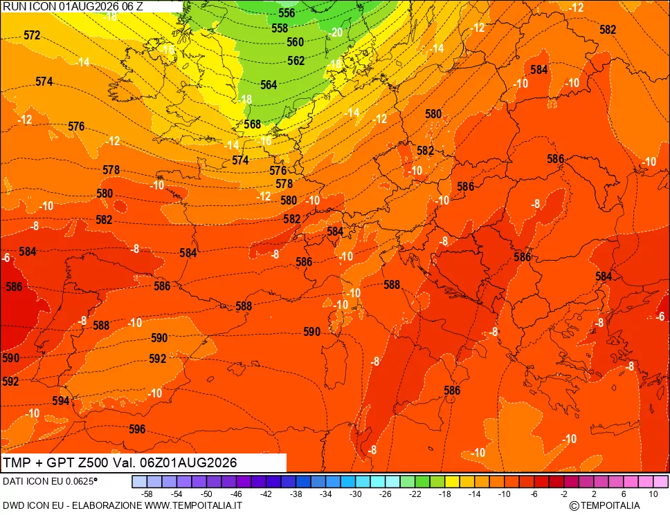 mappa 500 hPa Temp + GPT
