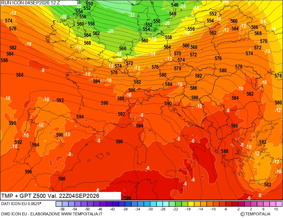 mappa 500 hPa Temp + GPT
