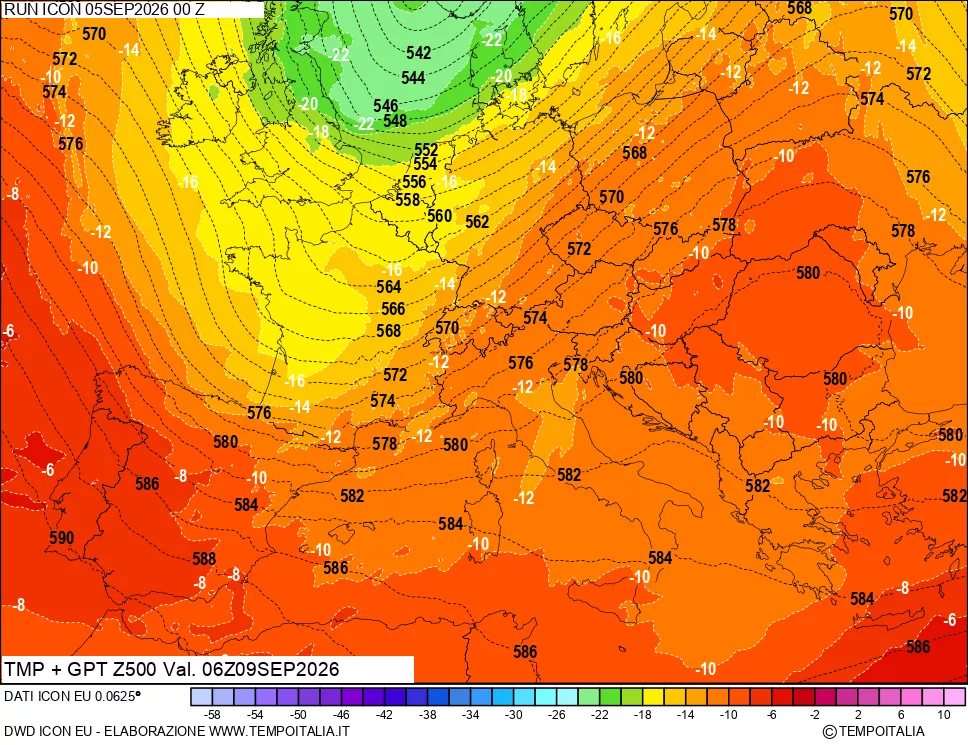 mappa 500 hPa Temp + GPT