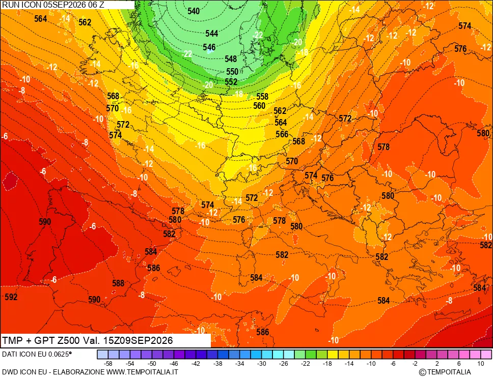 mappa 500 hPa Temp + GPT