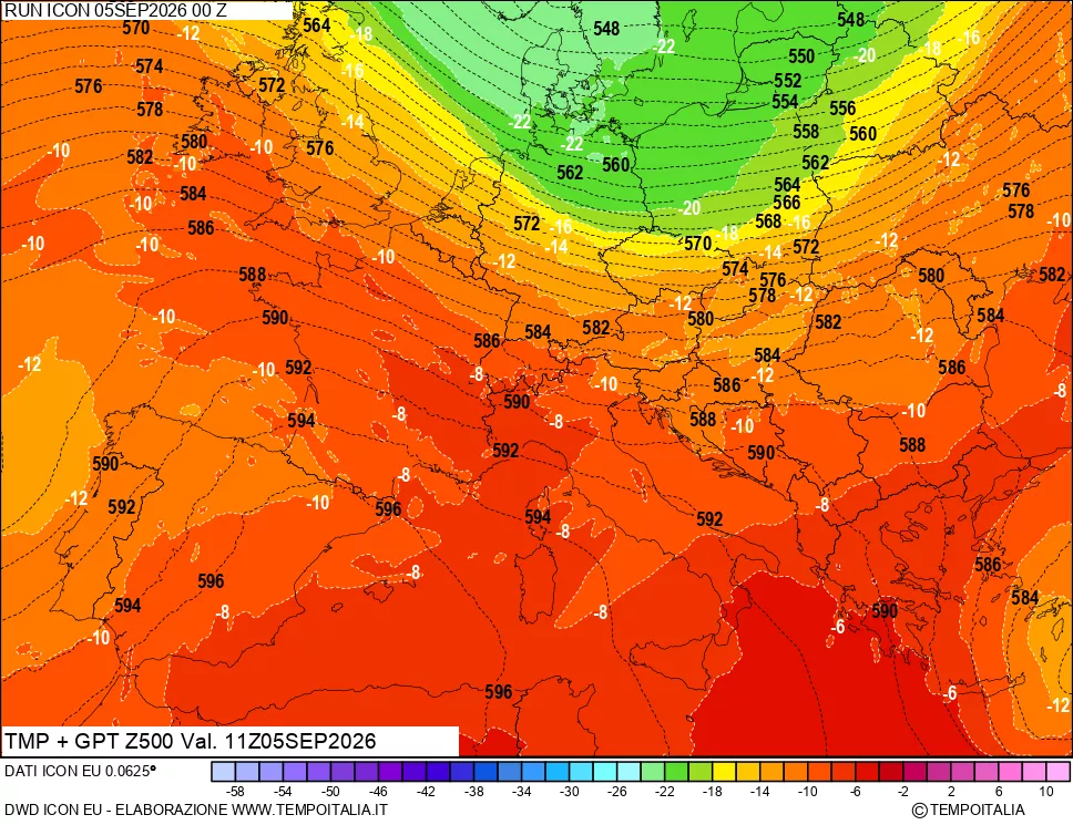 mappa 500 hPa Temp + GPT