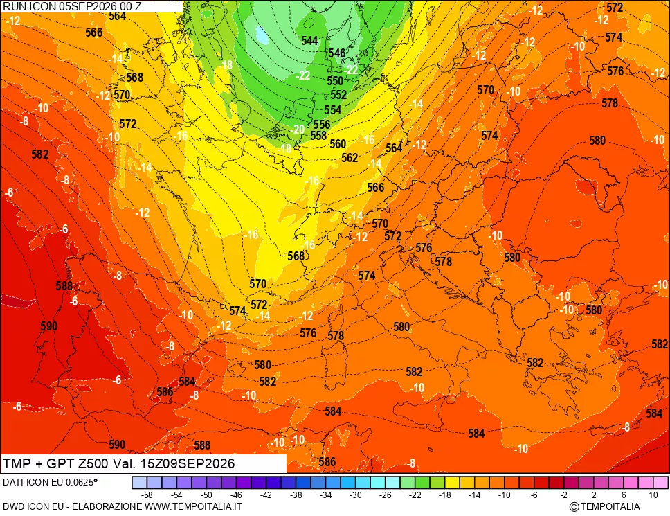 mappa 500 hPa Temp + GPT