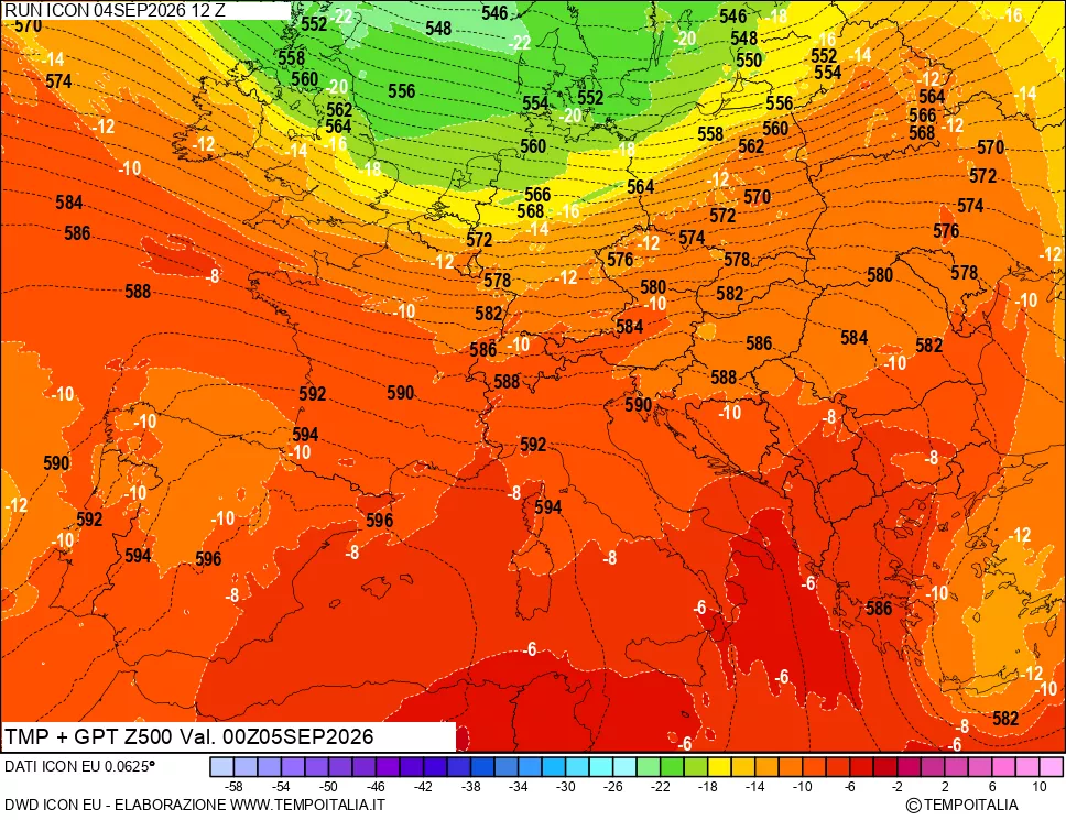 mappa 500 hPa Temp + GPT