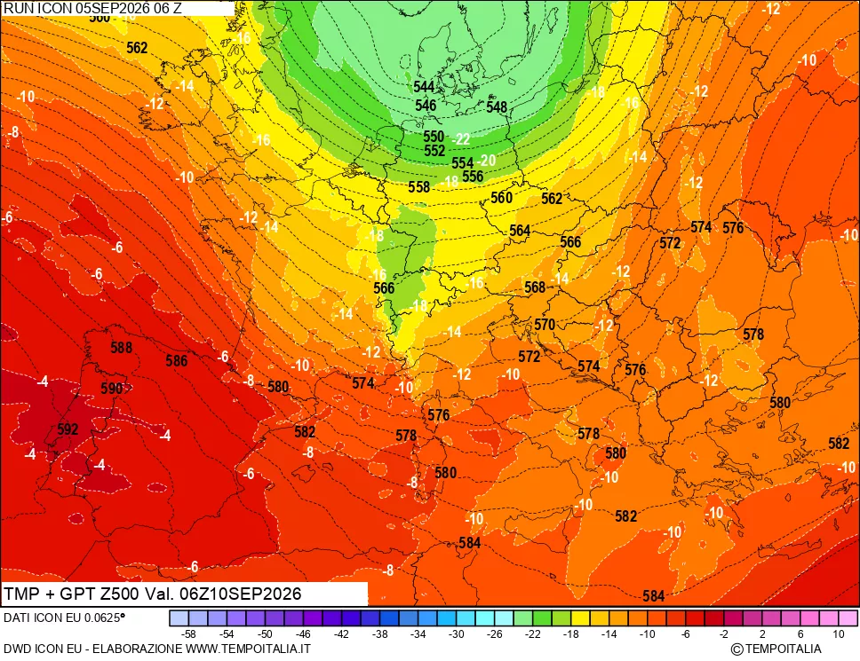 mappa 500 hPa Temp + GPT