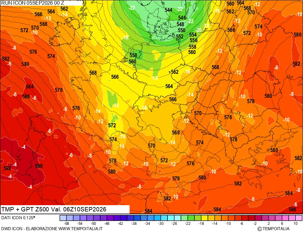 mappa 500 hPa Temp + GPT