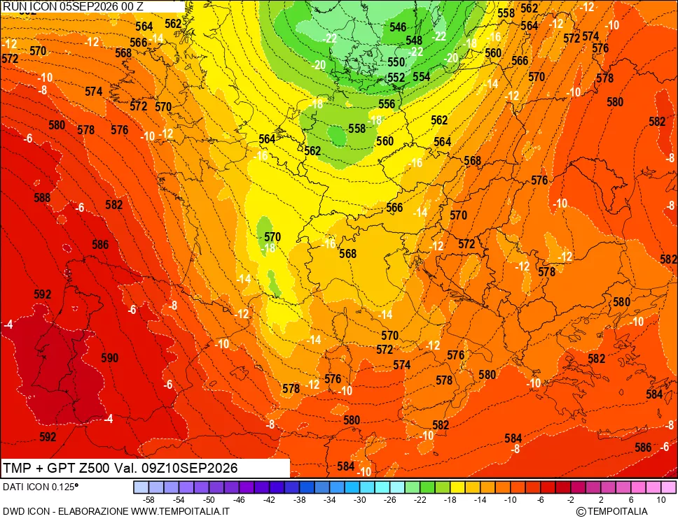 mappa 500 hPa Temp + GPT
