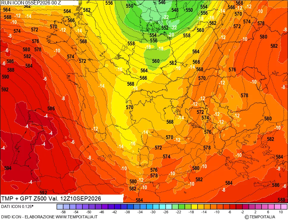 mappa 500 hPa Temp + GPT